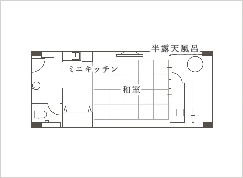 [お篭り風呂付/布団] 和モダン客室 間取り図