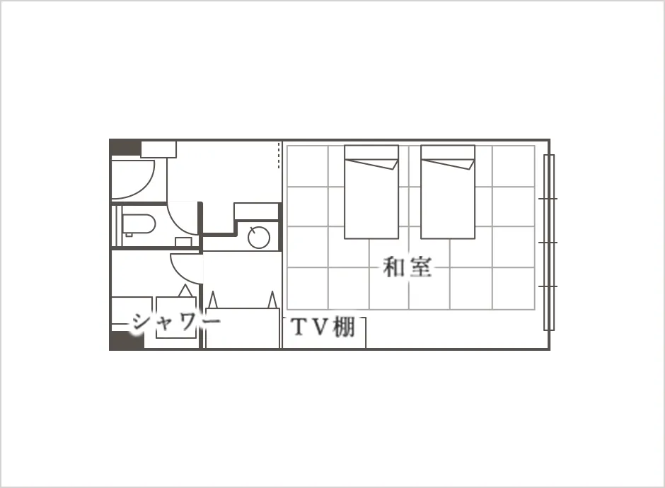 [ベッド] 和モダン客室 間取り図