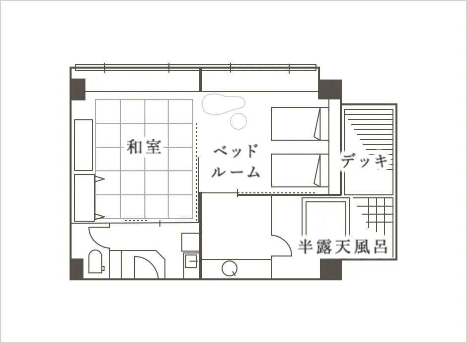 [半露天風呂付/特別室] 明日波 間取り図